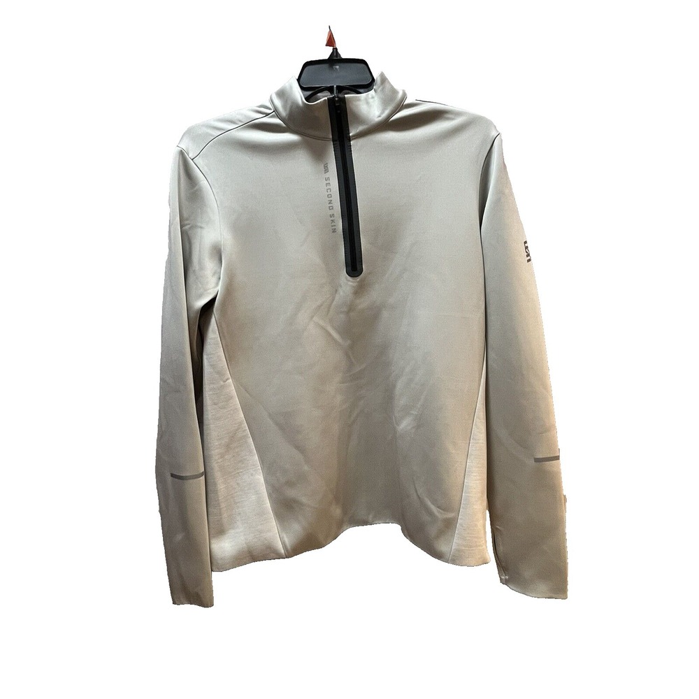 Second Skin women's 1/4 zip training jacket pullover light gray L thumbholes